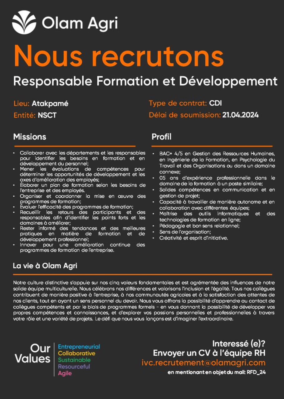 Responsable Formation et Développement (Avril 2024)